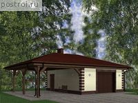 A-043-1K проект одноэтажного гаража из кирпича размером 12 на 8