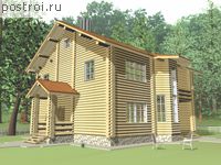 A-123-1D проект одноэтажного деревянного дома из бревна с мансардой размером 11 на 12 