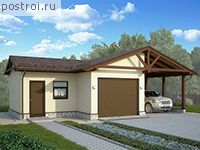 C-054-1S проект одноэтажного каркасного гаража размером 6 на 10