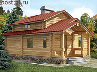 C-060-1D проект одноэтажной деревянной бани из бруса с мансардой размером 9 на 6 