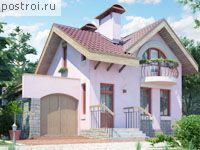 C-096-1P проект двухэтажного коттеджа из пеноблока с гаражом размером 10 на 7 