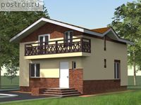 C-111-1P проект двухэтажного коттеджа из пенобетона размером 8 на 9 
