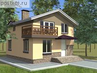 C-113-1P проект двухэтажного коттеджа из пенобетона размером 7 на 9 