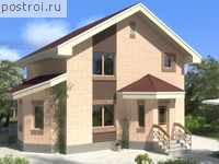 C-129-2P проект двухэтажного дома из газобетона размером 8 на 8 