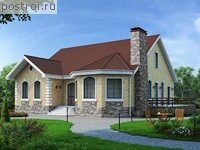 C-135-1P проект одноэтажного дома из газобетона размером 13 на 14