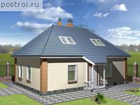 C-142-1P проект одноэтажного дома из пеноблоков с мансардой размером 7 на 12 