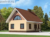 C-143-1P проект одноэтажного дома из газобетона с мансардой размером 8 на 11 