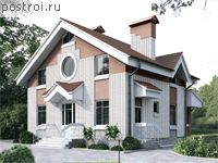 C-144-1K проект одноэтажного дома из кирпича с мансардой размером 10 на 10 