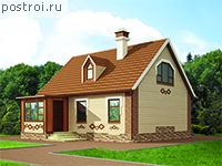 C-147-1D проект одноэтажного деревянного дома из бруса с мансардой размером 9 на 10 