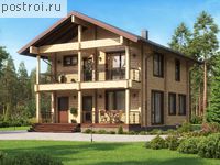 C-152-1D проект двухэтажного деревянного коттеджа из бруса размером 11 на 8 