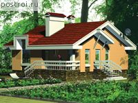 C-158-1K проект одноэтажного коттеджа из кирпича с цоколем размером 10 на 10