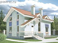 C-158-1P проект одноэтажного коттеджа из пеноблоков с мансардой размером 8 на 11 