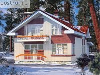 C-161-1P проект одноэтажного дома из пеноблоков с мансардой размером 13 на 9 