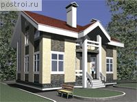 C-162-1P проект одноэтажного дома из пеноблоков с мансардой размером 12 на 11 