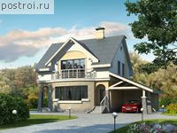 C-166-1P проект двухэтажного дома из пеноблоков с гаражом размером 9 на 13 