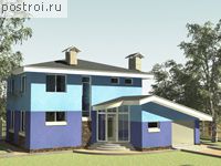 C-171-1P проект двухэтажного дома из пеноблоков с гаражом размером 14 на 12 