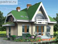 C-186-1K проект одноэтажного дома из кирпича с мансардой размером 11 на 11 