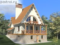C-189-1P проект двухэтажного дома из пеноблоков с цоколем и мансардой размером 8 на 11 