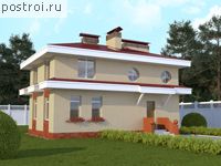 C-210-1P проект двухэтажного дома из пенобетона с цоколем размером 8 на 11 