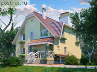 C-242-1K проект двухэтажного дома из кирпича с цоколем размером 10 на 10 