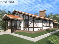 C-244-1K проект одноэтажного дома из кирпича с цоколем размером 16 на 12 