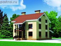 C-445-1P проект двухэтажного дома из газобетона с мансардой размером 18 на 13 