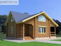 D-109-1D проект одноэтажного деревянного коттеджа из бревна с мансардой размером 7 на 11 