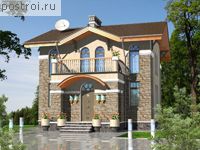 D-128-1P проект двухэтажного коттеджа из газобетона размером 16 на 10 