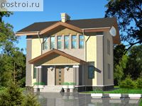 D-128-4P проект двухэтажного коттеджа из газобетона размером 16 на 10 