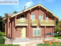 D-130-1D проект двухэтажного деревянного дома из бревна размером 10 на 11 