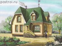 D-132-1D проект одноэтажного деревянного коттеджа из бруса с мансардой размером 8 на 10 