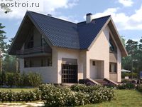 D-152-1P проект одноэтажного коттеджа из пеноблоков с мансардой и гаражом размером 10 на 11 