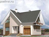 D-152-2P проект одноэтажного коттеджа из пеноблоков с мансардой и гаражом размером 10 на 11