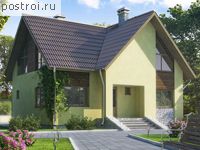 D-152-4P проект одноэтажного коттеджа из пеноблоков с мансардой размером 10 на 11 