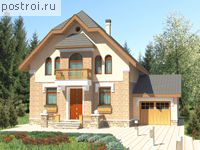 D-158-1P проект двухэтажного коттеджа из пеноблоков с гаражом размером 17 на 13 