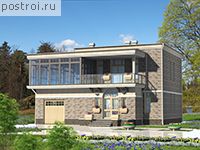 D-217-1P проект двухэтажного дома из пенобетона с гаражом размером 12 на 12