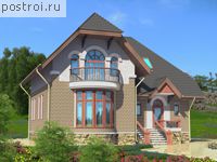 D-244-1P проект двухэтажного дома из газобетона с подвалом и мансардой и гаражом размером 11 на 12 