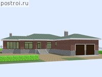 D-277-1P проект одноэтажного дома из пеноблоков с гаражом размером 22 на 30