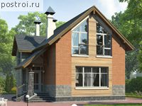 E-129-2P проект двухэтажного коттеджа из газобетона размером 14 на 8 