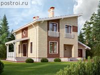 E-145-1P проект двухэтажного дома из газобетона с гаражом размером 12 на 15 