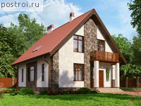 E-170-1P проект одноэтажного дома из пеноблоков с мансардой размером 12 на 10 