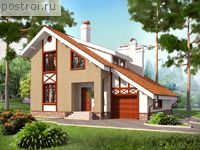 E-171-2P проект двухэтажного дома из пеноблоков с гаражом размером 13 на 14 