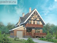 E-180-1K проект двухэтажного дома из кирпича с гаражом размером 16 на 13 