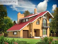 E-188-1P проект двухэтажного дома из пеноблоков с гаражом размером 13 на 14 