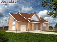 E-192-1K проект двухэтажного коттеджа из кирпича с гаражом размером 10 на 15 