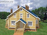E-217-1D проект двухэтажного деревянного дома из бруса размером 13 на 12 