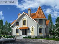 E-225-1P проект двухэтажного коттеджа из газобетона размером 12 на 16 