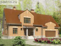 E-260-1P проект одноэтажного коттеджа из пеноблоков с мансардой и гаражом размером 10 на 17 