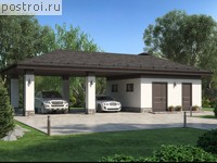 F-051-1P проект одноэтажного гаража из пеноблока размером 16 на 7