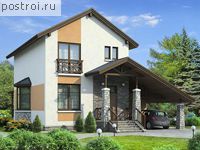 F-135-1P проект двухэтажного дома из газобетона с гаражом размером 10 на 11 